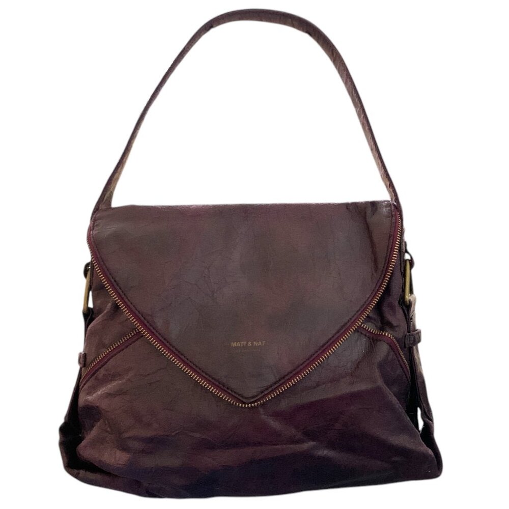 Matt & Nat Burgundy Shoulder Bag with Fold-Over Flap
